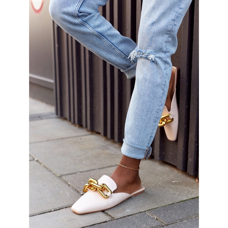 Papuci Bej Cu Partea Superioară Și Lanț Bej Cheamă-Mă 2