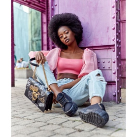 Adidași de damă pe platforma de viață Black Big City negru 2