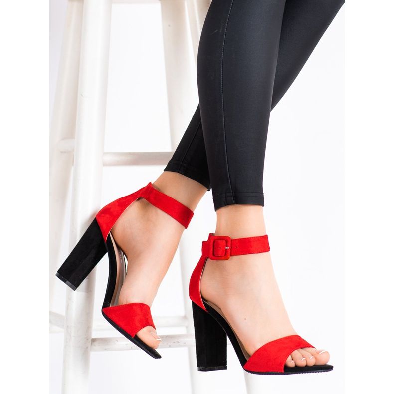 Goodin Sandale roșii pe un post înalt roșu 1