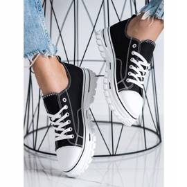 SHELOVET Adidași cu piele ecologică pe platformă negru 2