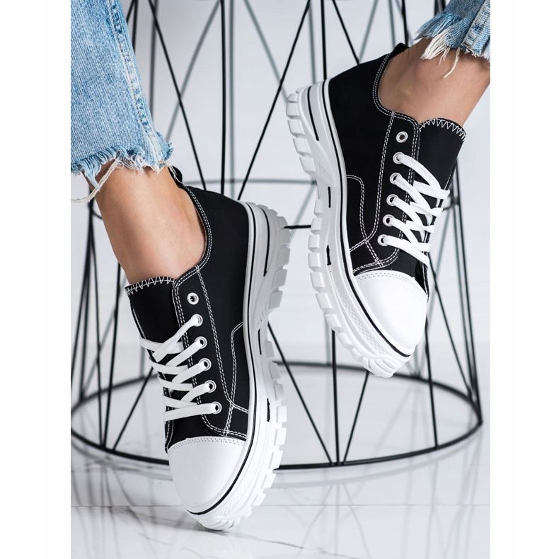 SHELOVET Adidași cu piele ecologică pe platformă negru 2