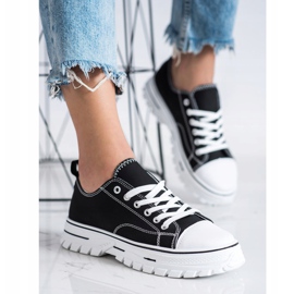 SHELOVET Adidași cu piele ecologică pe platformă negru 1