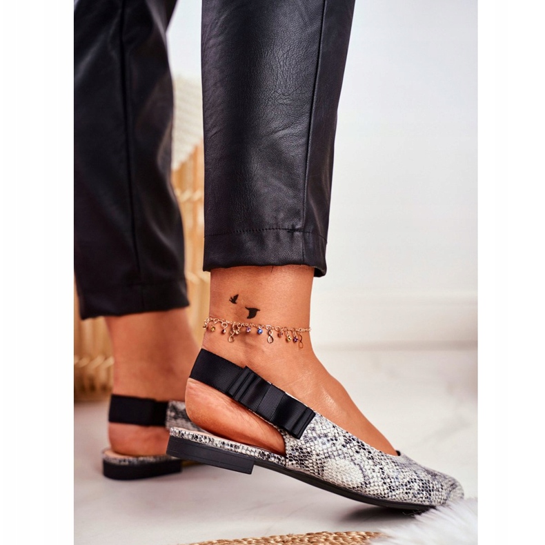 Balerini pentru femei Sergio Leone Grey Snake BL615 Lilon bej negru gri 2