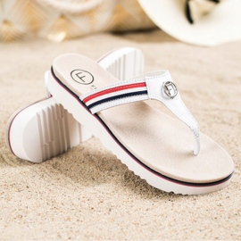 Filippo Flip Flops din piele alb 1
