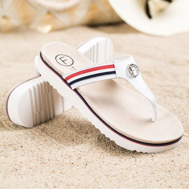Filippo Flip Flops din piele alb 1