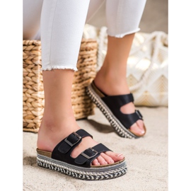 SHELOVET Papuci cu platformă decorativă negru 1