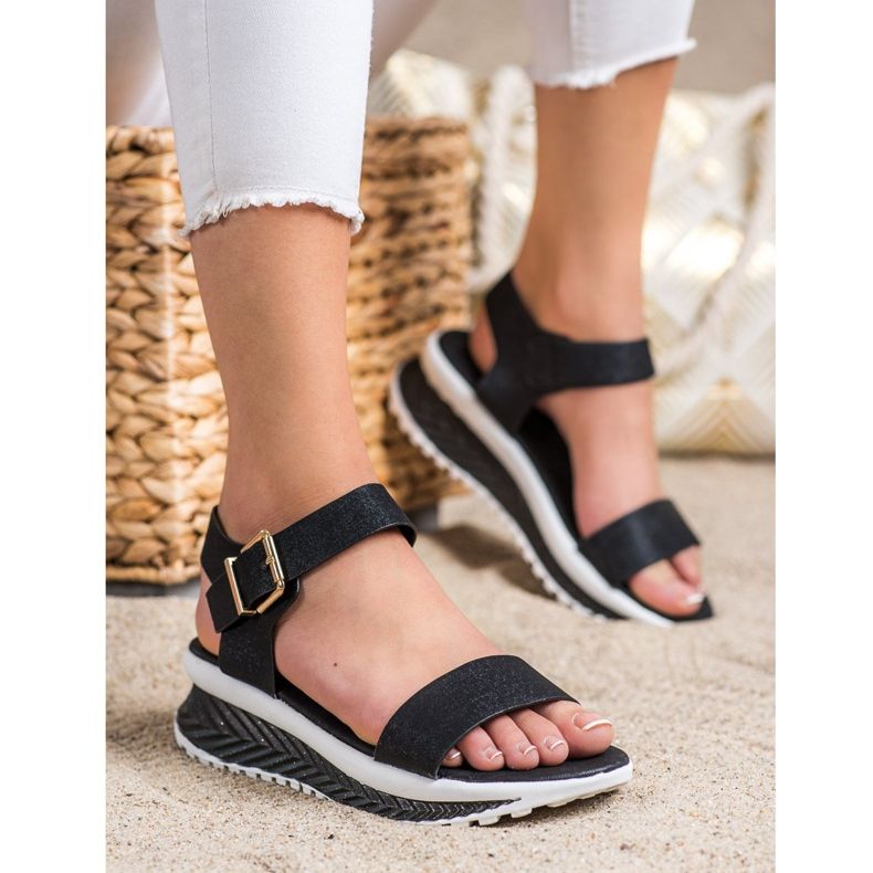 Groto Gogo Sandale Pe Platforma Cu Sclipici negru 1