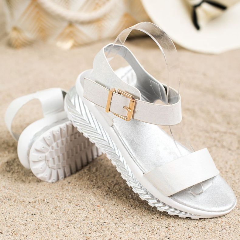 Groto Gogo Sandale Pe Platforma Cu Sclipici alb 1