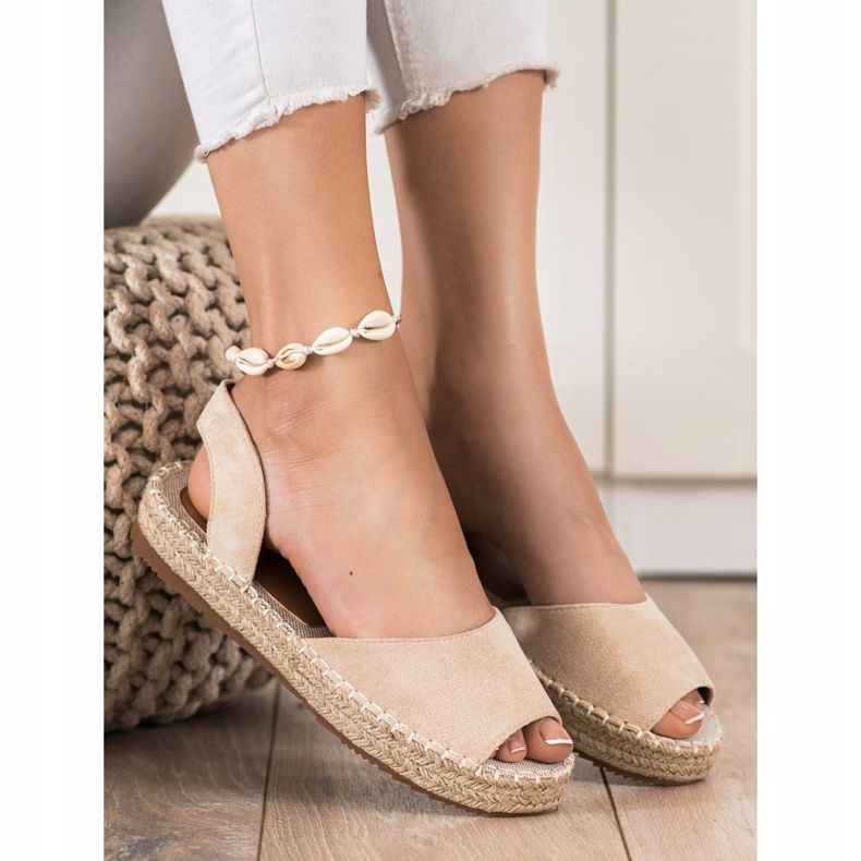 Ideal Shoes Espadrile alunecoase bej 2