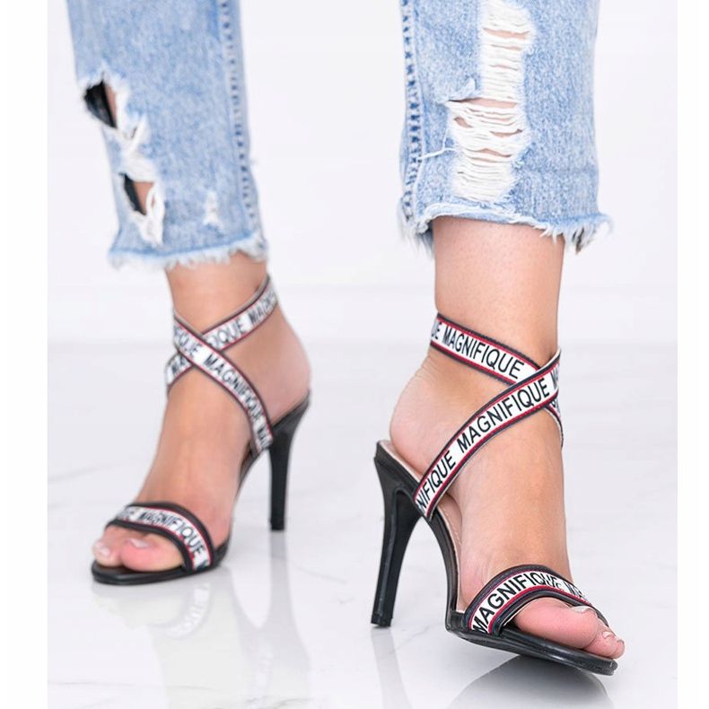 Sandale cu toc înalt Venusi negre negru 1 Sandale cu toc înalt Venusi negre negru 1