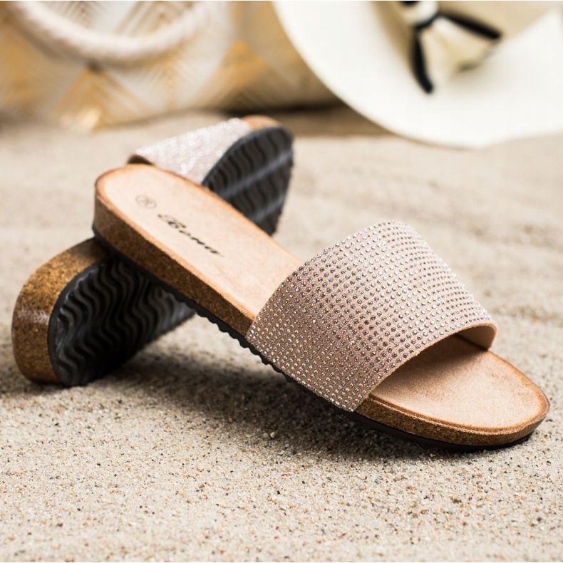 Bona Papuci eleganți cu zirconiu cubic roz 1 Bona Papuci eleganți cu zirconiu cubic roz 1