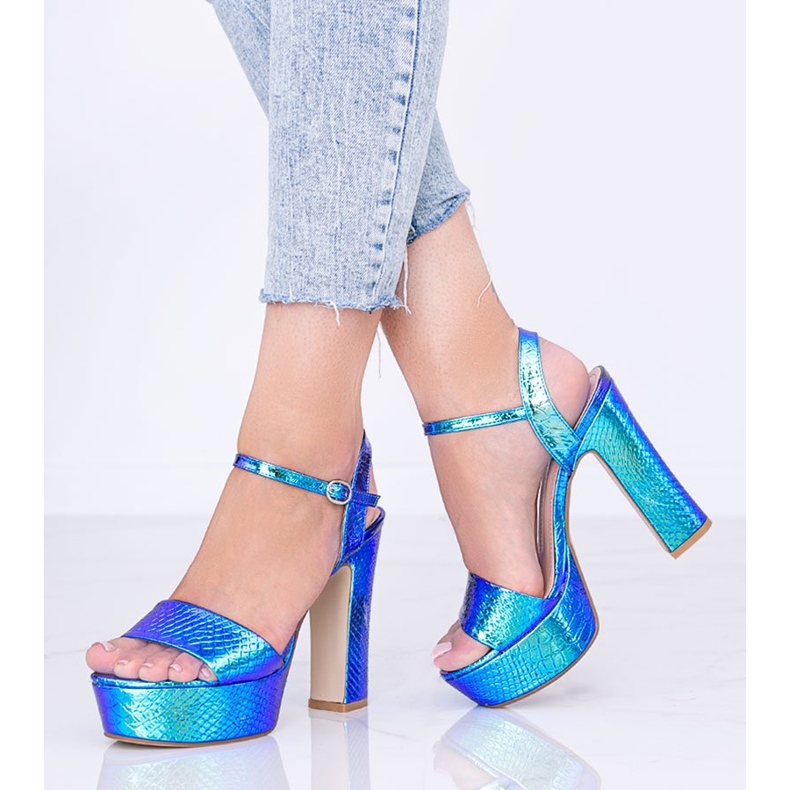 Sandale holografice albastre pe un post Diane albastru 1