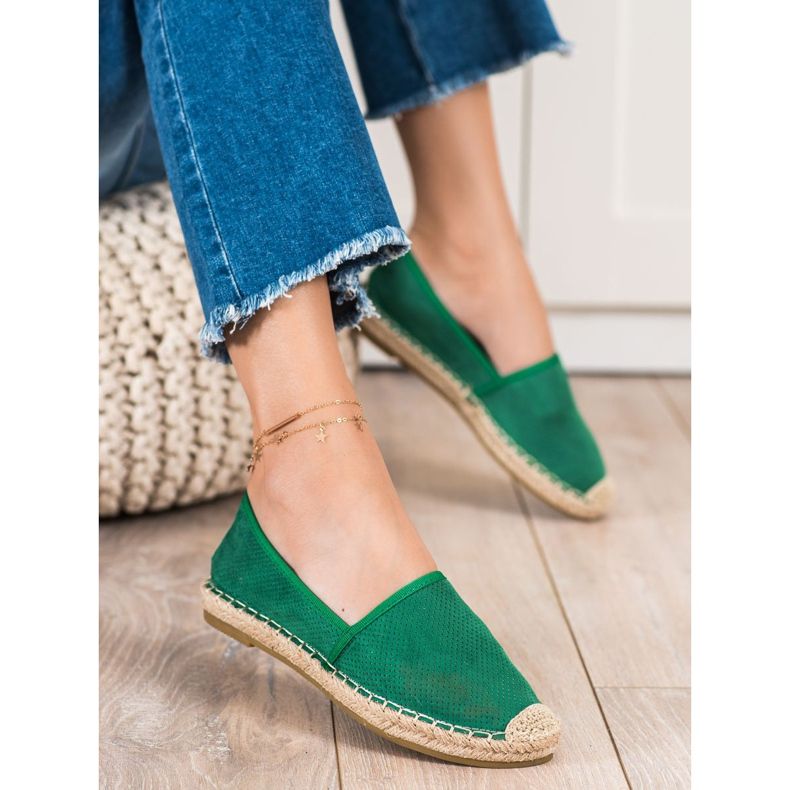 SHELOVET Espadrile deschise verzi verde 2 SHELOVET Espadrile deschise verzi verde 2