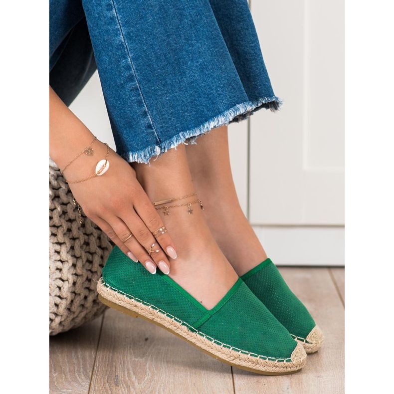 SHELOVET Espadrile deschise verzi verde 1 SHELOVET Espadrile deschise verzi verde 1