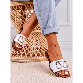 Nicole Papuci clasici de piele pentru femei, alb Evie de aur 5