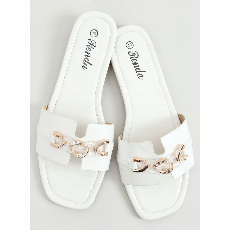 Papuci cu lanț decorativ alb 35-230 Alb 1