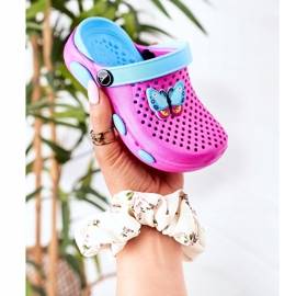 Papuci de spumă pentru copii Kroks Fuchsia Olivia albastru roz 1