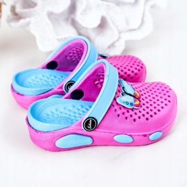 Papuci de spumă pentru copii Kroks Fuchsia Olivia albastru roz 5