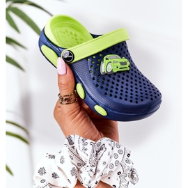 Papuci de spumă pentru copii Kroks Navy Blue-Green Oliver albastru verde 1