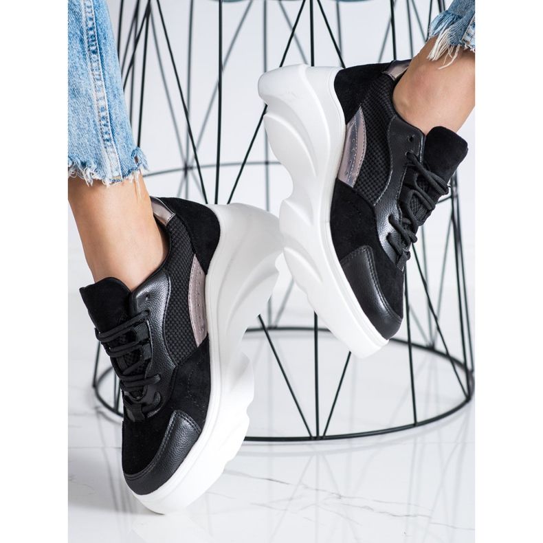 Seastar Adidași negri pe platformă negru 2