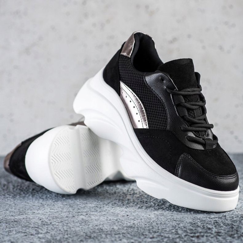 Seastar Adidași negri pe platformă negru 1