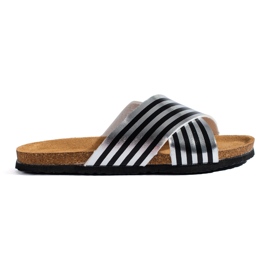 Bona Șlapi casual cu dungi negru 1