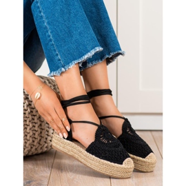 Seastar Espadrile legate pe platformă negru 3