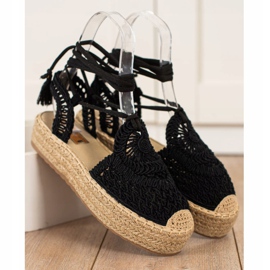 Seastar Espadrile legate pe platformă negru 2