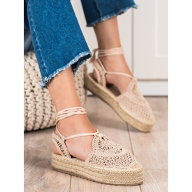 Seastar Espadrile legate pe platformă bej 3