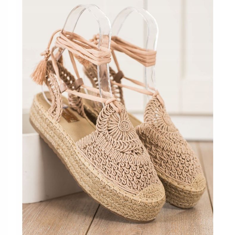 Seastar Espadrile legate pe platformă bej 1