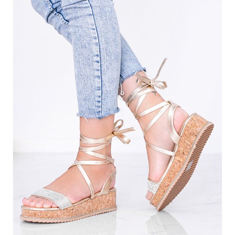 Sandale de aur legate cu zirconi Ves 1