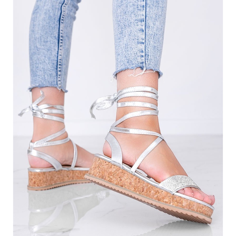 Sandale de argint legate cu zirconi Ves 1