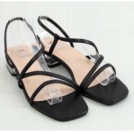 Sandale pe toc transparent negru TU161P Negru 3
