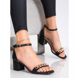 SHELOVET Sandale Cu Lanț Decorativ negru 1