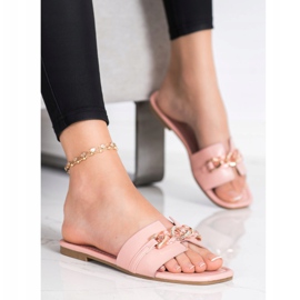 Renda Papuci eleganti cu ornament roz 1