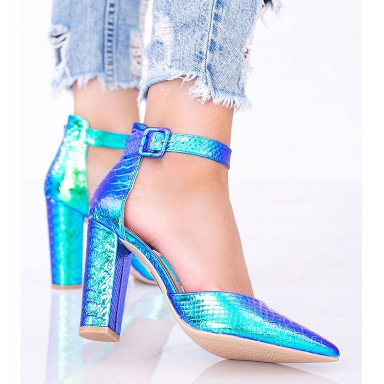 Pompe albastre holografice pe stâlpul Ashley albastru 1