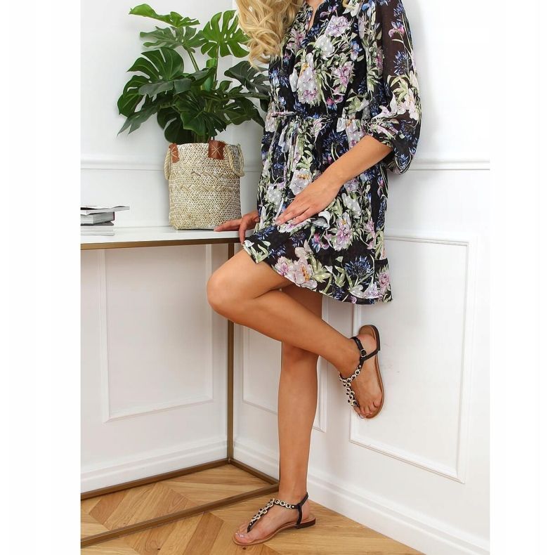 Sandale flip-flops cu pietre negru 620-71 Negru 1