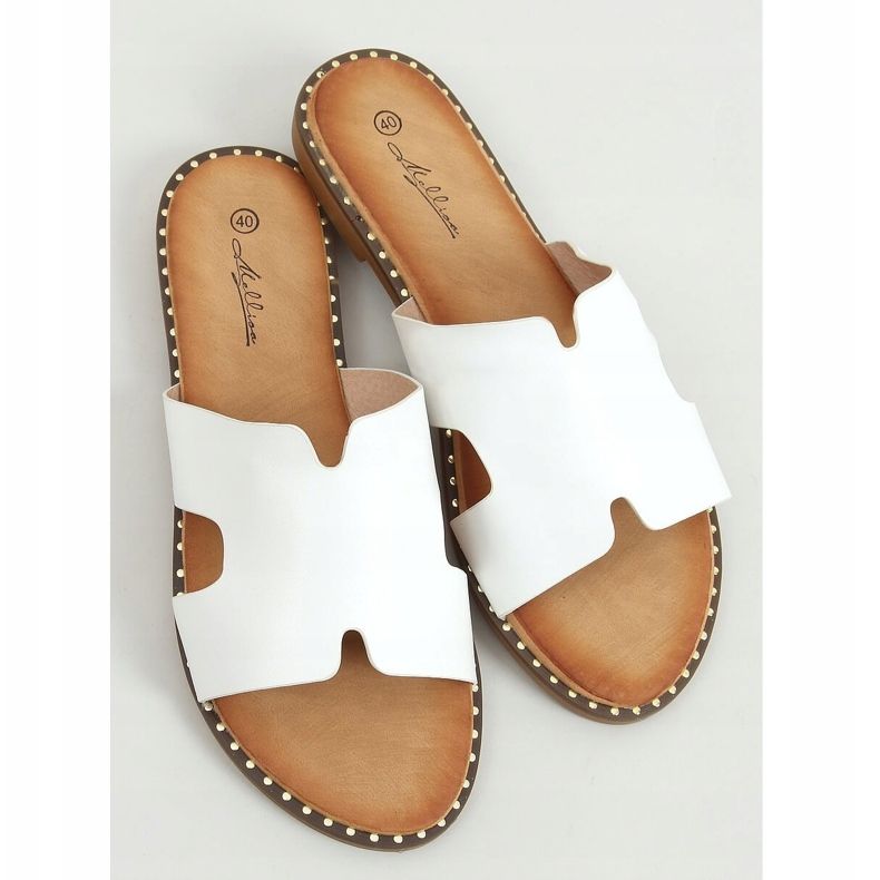 Papuci albi pentru femei SL1525 Alb 1