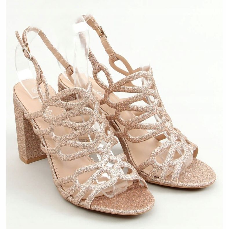 Sandale cu toc înalt de șampanie 5099 Șampanie roz de aur 1