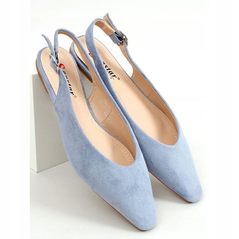 Ballerine cu toc deschis albastru SD01P Denim Blue 1