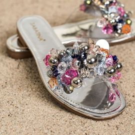 Sabatina Papuci transparenti cu ornamente gri 1