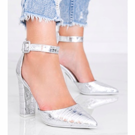 Pompele de argint pe stâlp în modelul de piele de crocodil Glamour 1