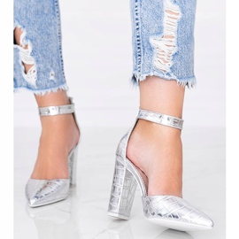 Pompele de argint pe stâlp în modelul de piele de crocodil Glamour 2