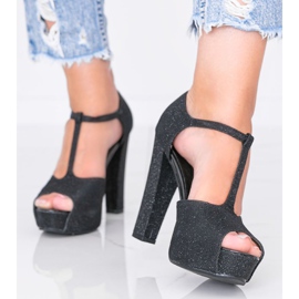 Pompe negre strălucitoare pe stâlpul Elissa negru 1