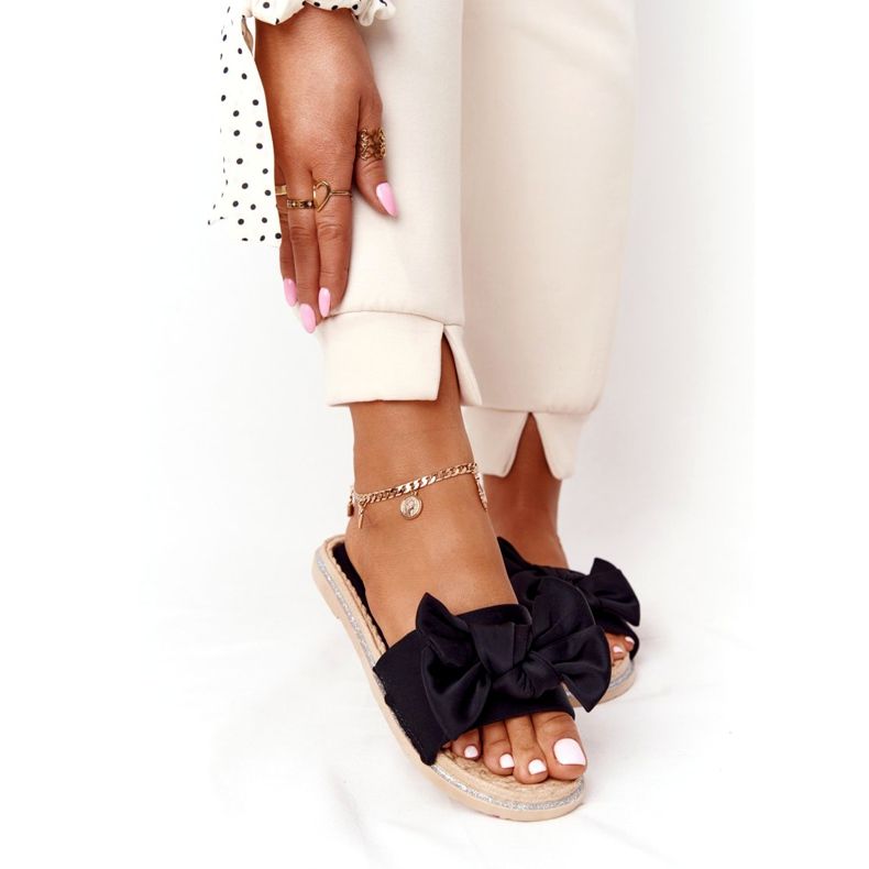 MSMG Papuci de cauciuc Andrea negri cu fundă negru 1