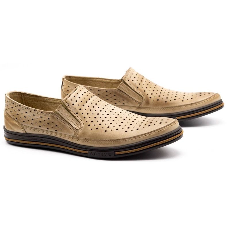 Polbut Pantofi ajurati pentru barbati 2107P, bej 2