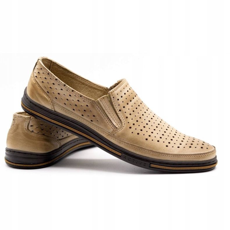 Polbut Pantofi ajurati pentru barbati 2107P, bej 3