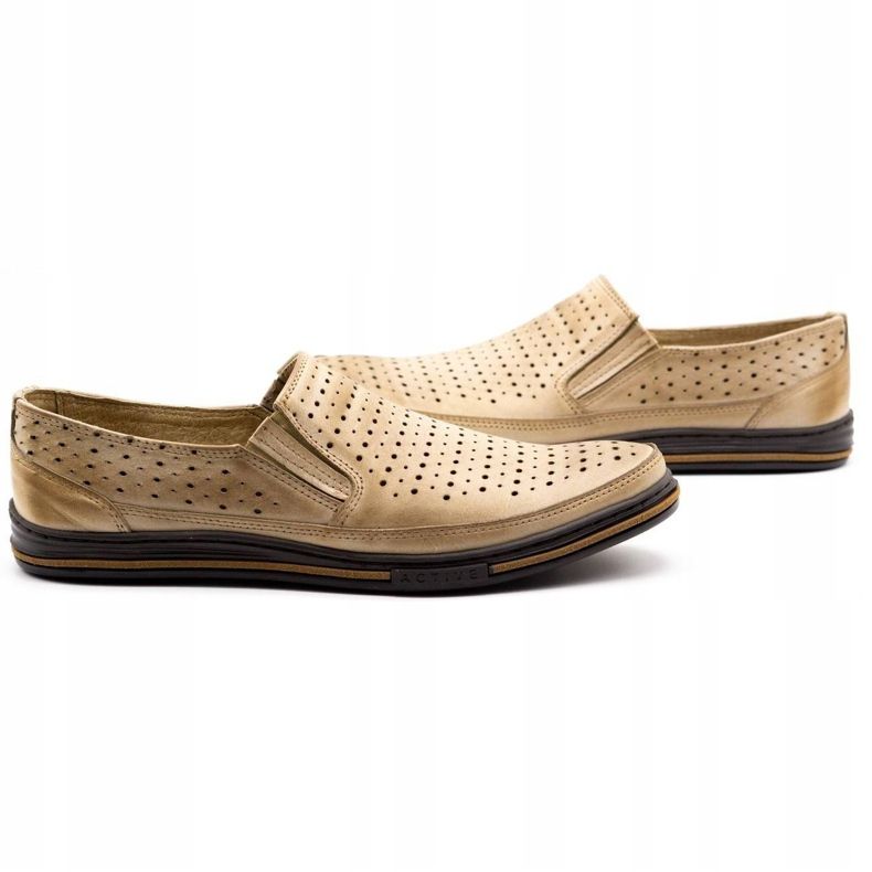 Polbut Pantofi ajurati pentru barbati 2107P, bej 4