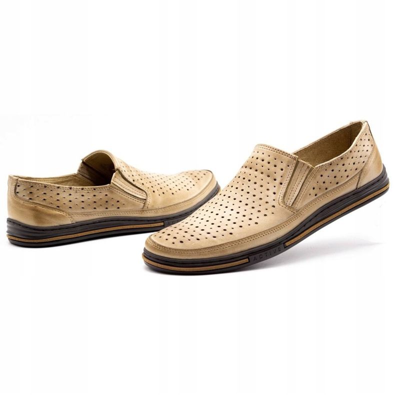 Polbut Pantofi ajurati pentru barbati 2107P, bej 5