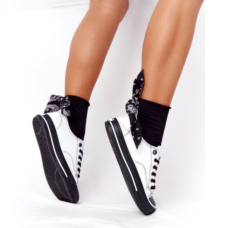 Adidași din piele pentru femei Big Star HH274147 Alb și negru 5